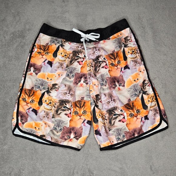 Bioworld Mens Swim Trunks XXL Cat Kitten Kitty Patterned Mesh Lining Board Short - Picture 1 of 4